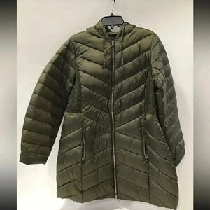 Lane Bryant Olive Quilted Puffer 3/4 Jacket Women’s 10/12